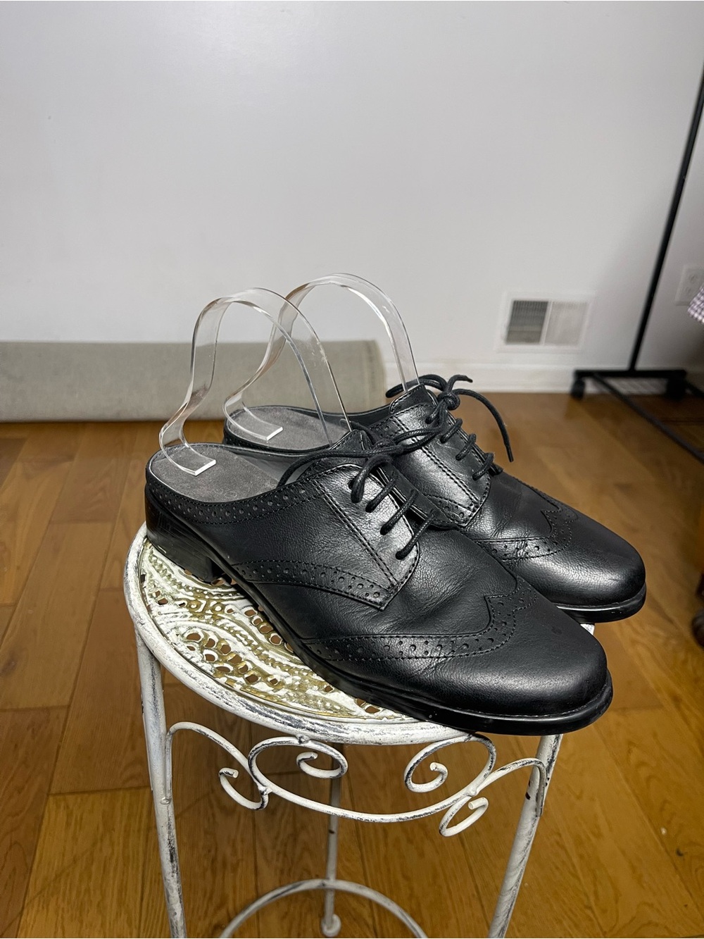 Men's Black Leather Wingtip Derby Shoes